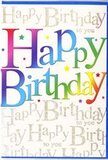 The birthday card in this image glows with the sort of upbeat energy that would pair beautifully with a colourful bouquet delivered anywhere in Chingford. Across the centre of the card, the words Happy Birthday stretch in large, friendly letters that feel almost like a banner unfurled at a party. Each letter is filled with a smooth, blended gradient of colour, moving through reds, oranges, yellows, greens, blues, and purples in a continuous rainbow, as though the designer had drawn inspiration from a row of balloons at a celebration near Ridgeway Park. The finish of the text looks slightly glossy, catching the light and giving the impression of depth and gentle movement, as if the letters could almost lift off the page. Beneath and behind this bold greeting, the background is a wash of soft, light colour overlaid with elegant golden script. In delicate cursive, the phrase Happy Birthday to you repeats in fine lines that drift at an angle, like verses of a song murmured in the background. The gold has a subtle sparkle, reminiscent of light dancing on the Lea Valley in late afternoon, adding sophistication without distracting from the main rainbow message. Scattered highlights and tiny flecks of colour wink around the edges of the composition, suggesting confetti or glitter suspended in mid-air. The overall design feels both playful and polished, the kind of card a thoughtful friend might choose from a local florist's display to accompany same-day birthday flowers travelling across Chingford, from the quiet streets near Friday Hill to the busier corners around Chingford Mount.